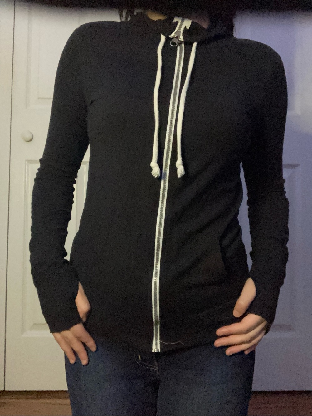 SO Black Zip-Up Hoodie with White Trim